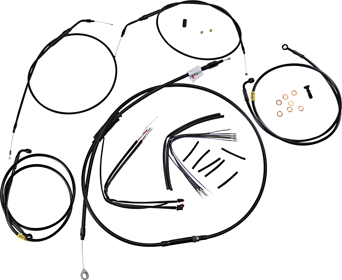 Complete Black Vinyl Handlebar Cable/Line Kit for Ape Hanger Handlebars - 16"