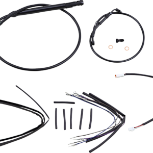 Complete Black Vinyl Handlebar Cable/Line Kit for Ape Hanger Handlebars - 12"