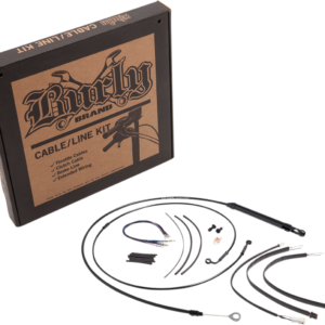Complete Black Vinyl Handlebar Cable/Line Kit for Ape Hanger Handlebars - 14"