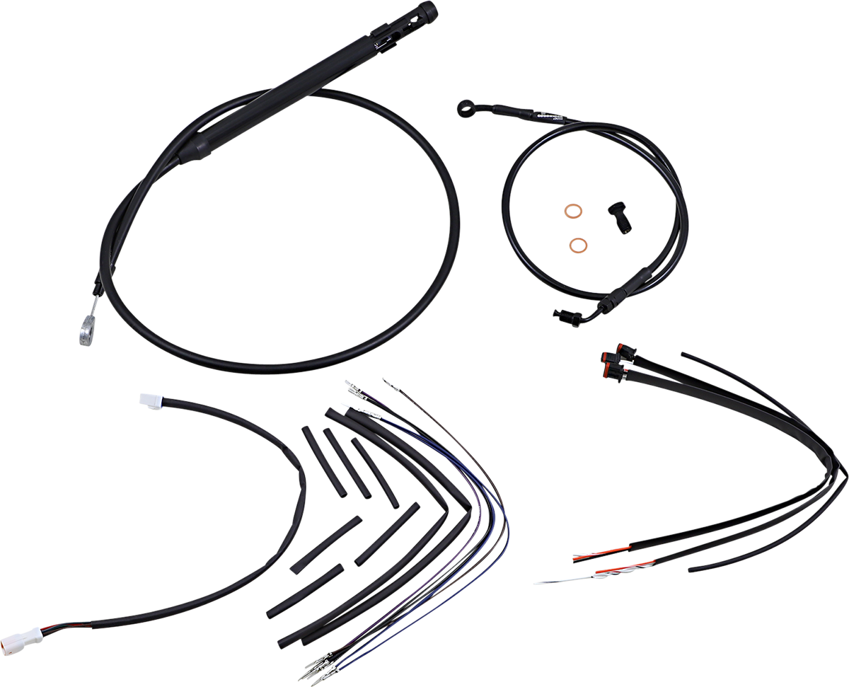 Complete Black Vinyl Handlebar Cable/Line Kit for Ape Hanger Handlebars - 14" - Image 2