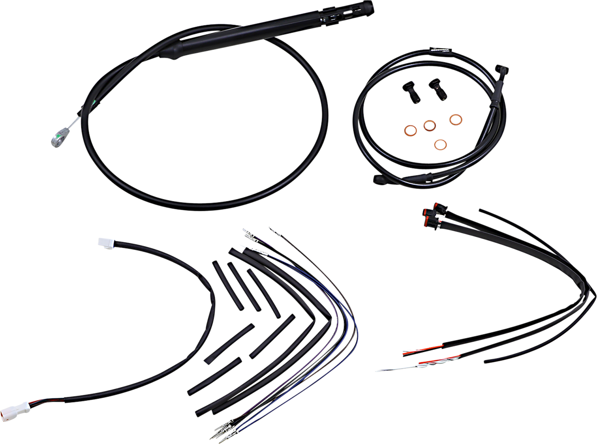 Complete Black Vinyl Handlebar Cable/Line Kit for Ape Hanger Handlebars - 12" - Image 2