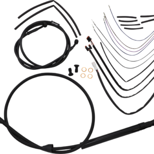 Complete Black Vinyl Handlebar Cable/Line Kit for Ape Hanger Handlebars - 14"