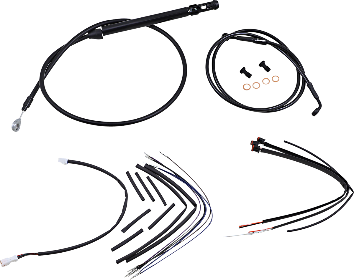Complete Black Vinyl Handlebar Cable/Line Kit for Ape Hanger Handlebars - 16" - Image 2