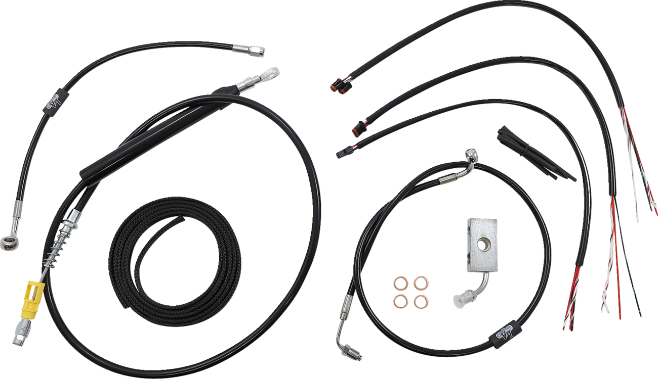 Handlebar Cable/Brake Line Kit - Quick Connect - Complete - 15" - 17" Handlebars - Black
