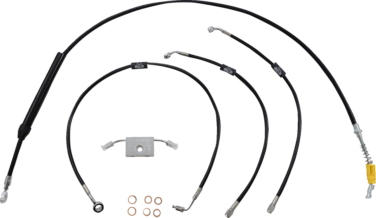 Handlebar Cable/Brake Line Kit - Quick Connect - 12" - 14" Ape Hanger Handlebars - Black Vinyl