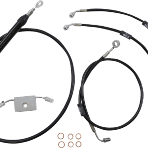 Handlebar Cable/Brake Line Kit - Quick Connect - 15" - 17" Ape Hanger Handlebars - Black Vinyl