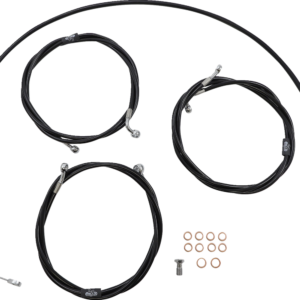 Handlebar Cable/Brake Line Kit - 12" - 14" Ape Hanger Handlebars - Black Vinyl