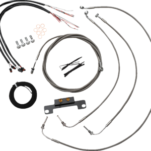 Handlebar Cable/Brake Line Kit - Complete - Stock Handlebars - Stainless