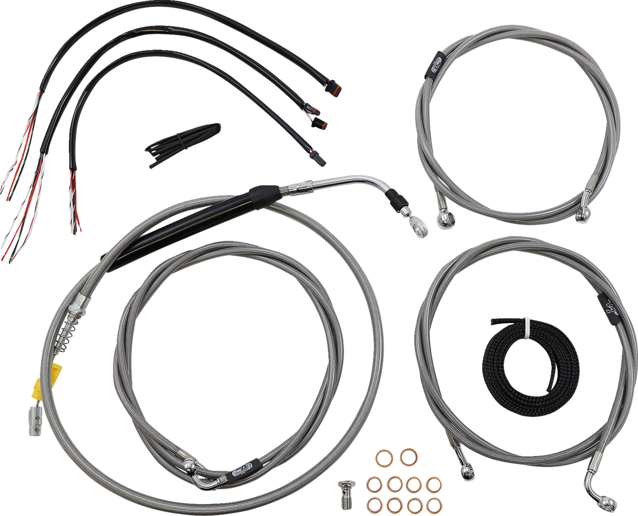 Handlebar Cable/Brake Line Kit - Complete - 12" - 14" Handlebars - Stainless
