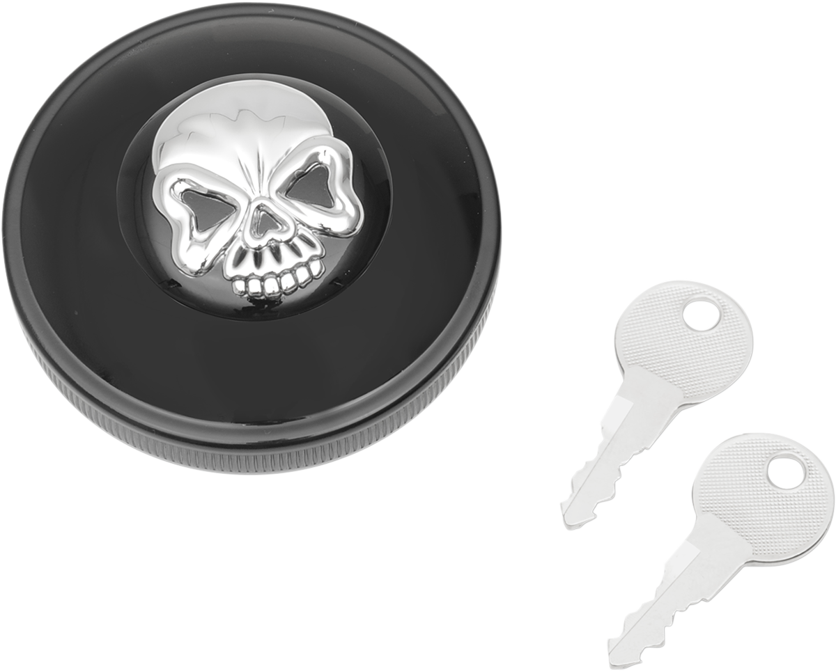 Locking Gas Cap - Skull - Vented - Gloss Black