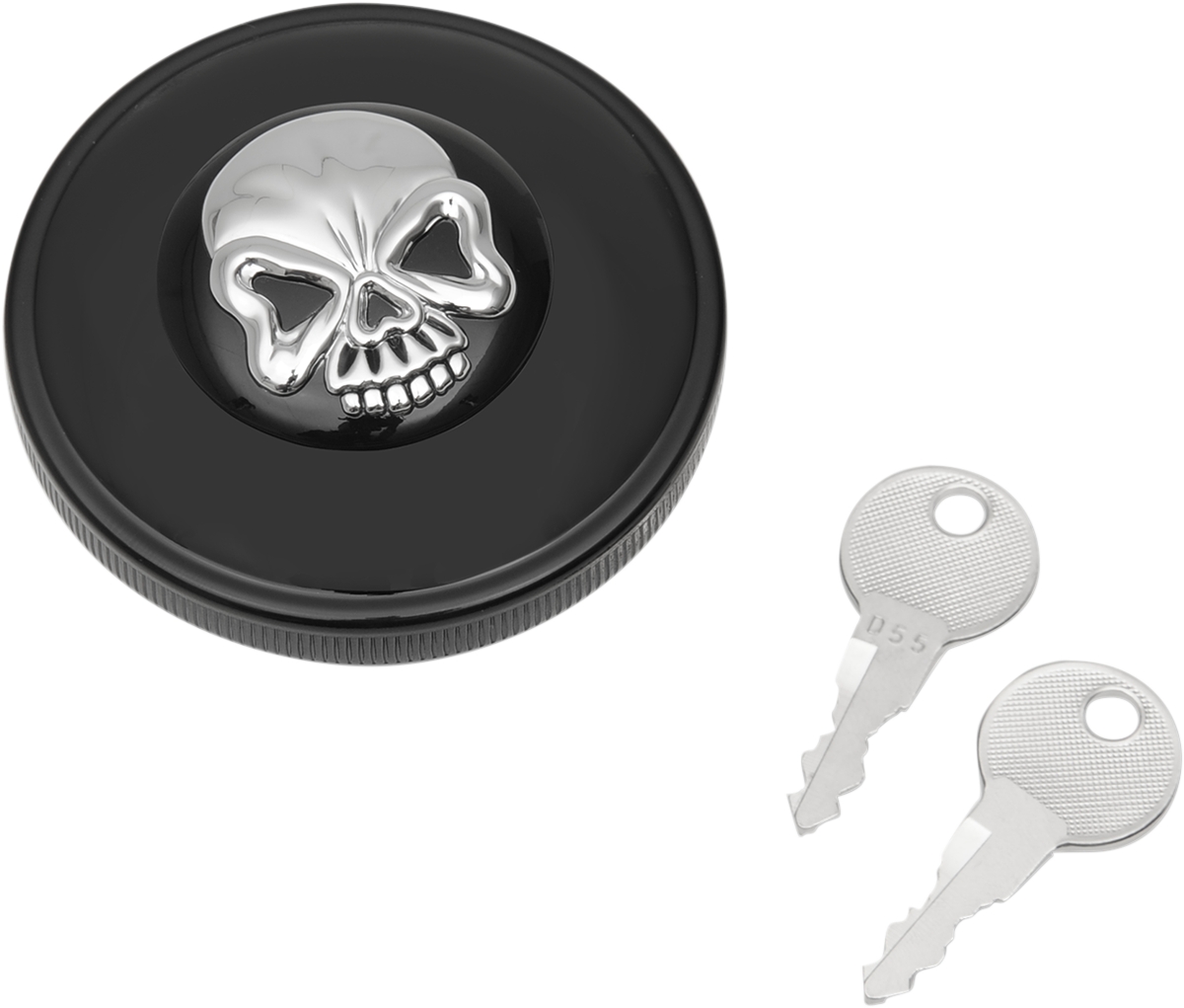 Locking Gas Cap - Skull - Non-Vented - Gloss Black