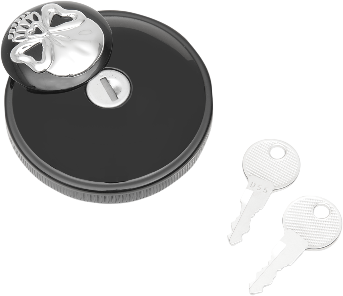 Locking Gas Cap - Skull - Non-Vented - Gloss Black - Image 2