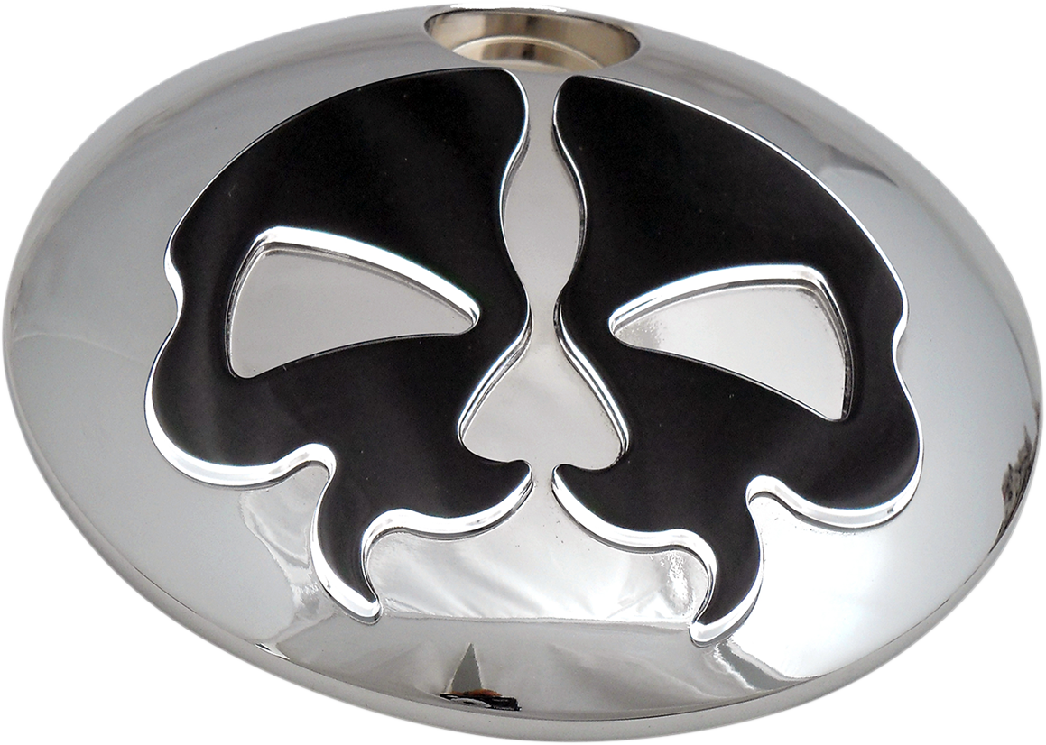 Fuel Door - Split Skull - Chrome with Black