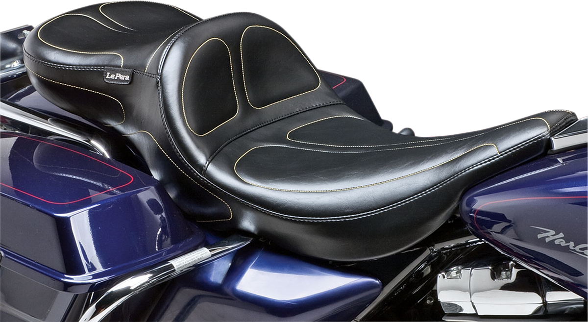 Maverick Daddy Long Legs Seat - Black - Stitched - FLT/FLHT '97-'01