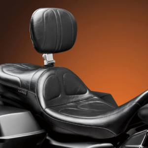 Maverick Daddy Long Legs Seat - With Backrest - Black - Stitched - FL '08-'23