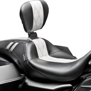 Outcast GT Seat - Full-Length - With Backrest - Black Double Diamond w/ White Inlay - FL '08-'23