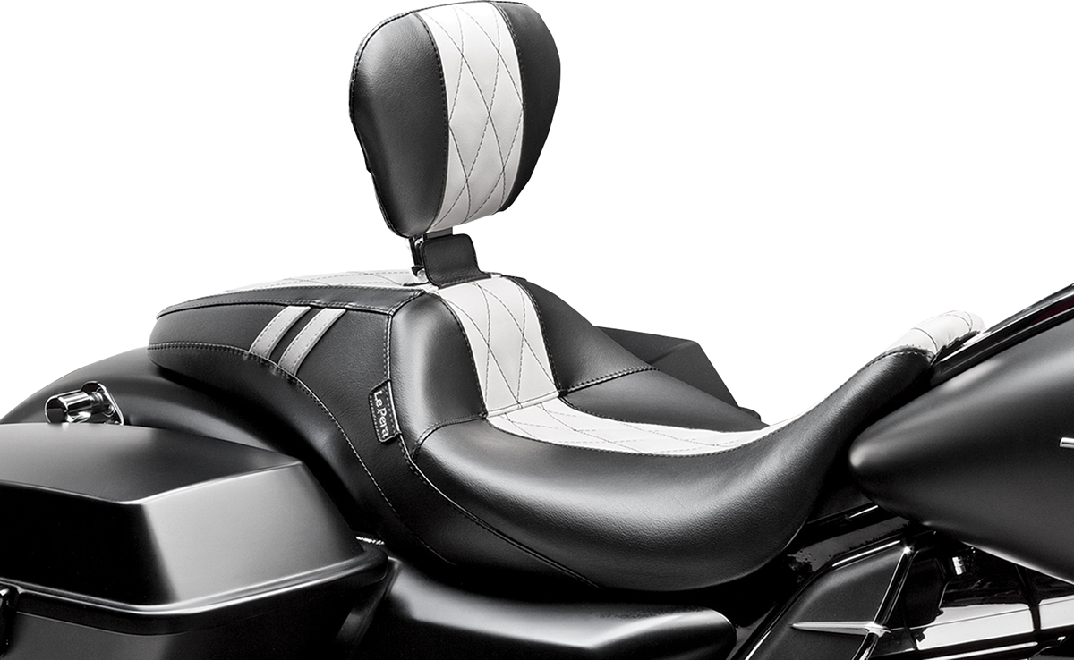 Outcast GT Seat - Full-Length - With Backrest - Black Double Diamond w/ White Inlay - FL '08-'23
