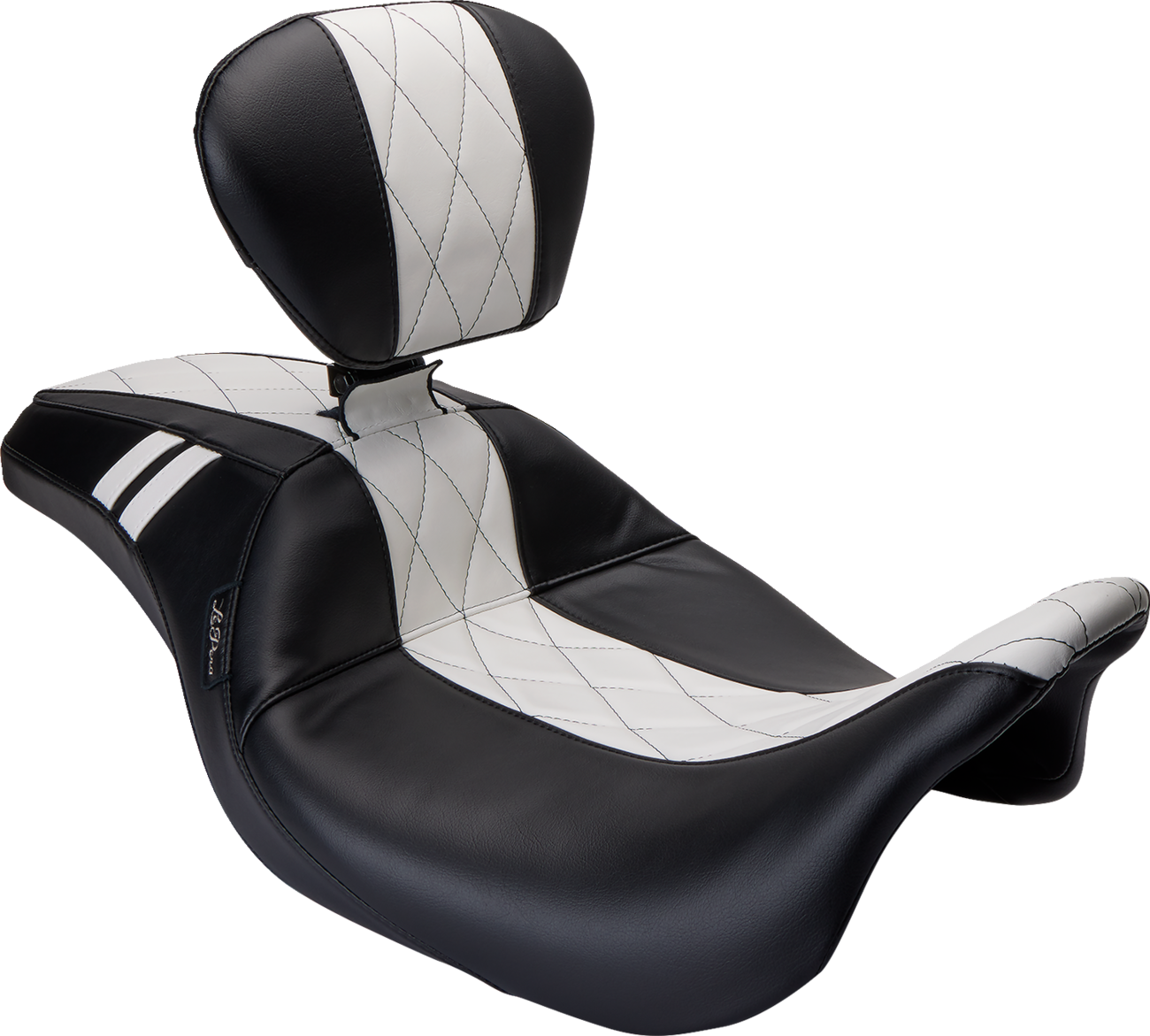 Outcast GT Seat - Full-Length - With Backrest - Black Double Diamond w/ White Inlay - FL '08-'23 - Image 4