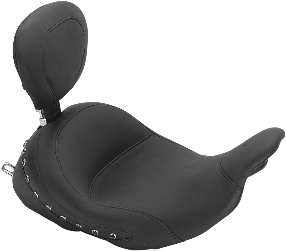 Lowdown Vintage Seat with Driver Backrest - Black Studded