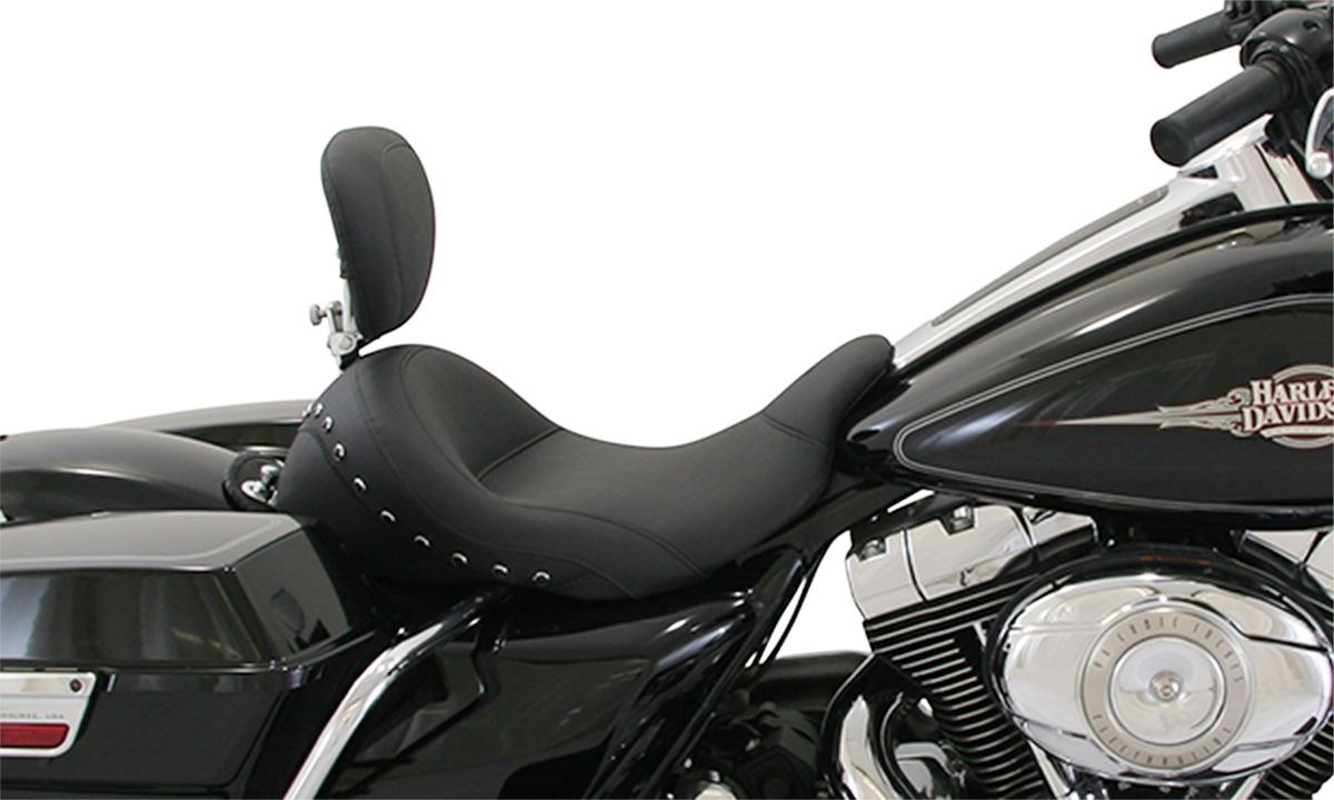Lowdown Vintage Seat with Driver Backrest - Black Studded - Image 2