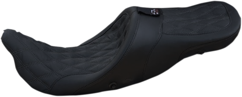 Longhaul 2Up Seat - Air - w/ Driver Backrest Capability - Double Diamond w/ Gray Stitch - FL '08-'23