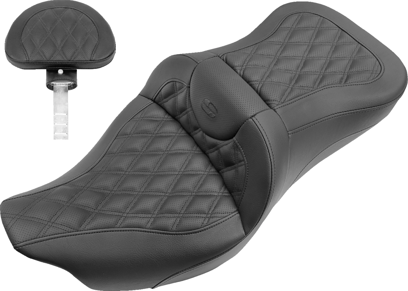 Roadsofa™ Seat - Full Lattice Stitch - with Backrest - Black - '09-'23 FLHTCUTG