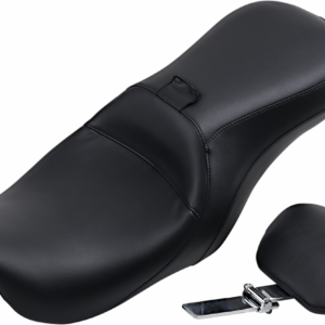 Outcast Seat - 2-Up - With Backrest - Smooth - Black - FL '08-'23