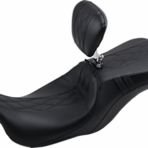 Outcast GT Seat - 2-Up - With Backrest - Black Double Diamond - Perforated - FL '08-'22