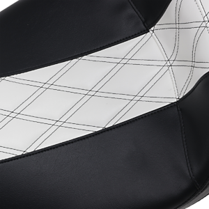 Outcast Daddy Long Legs Seat - 2Up - w/o Backrest - Black w/ White Double Diamond Inlay - FL '08-'22