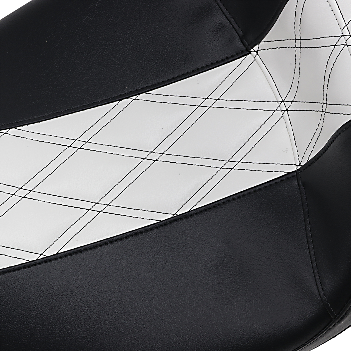 Outcast Daddy Long Legs Seat - 2Up - w/o Backrest - Black w/ White Double Diamond Inlay - FL '08-'22