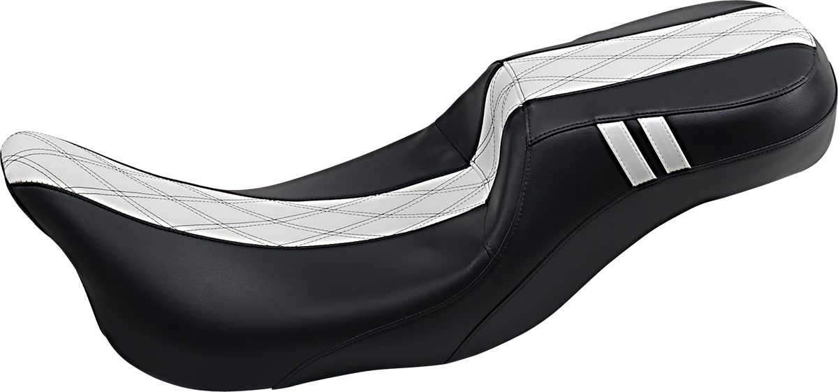 Outcast Daddy Long Legs Seat - 2Up - w/o Backrest - Black w/ White Double Diamond Inlay - FL '08-'22 - Image 2