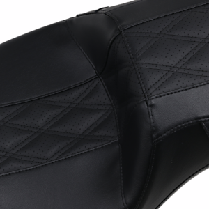 Outcast Daddy Long Legs Seat - 2-Up - w/o Backrest - Black w/Black Double Diamond Inlay - FL '08-'22