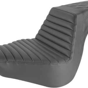 Step-Up Seat - Front Tuck-n-Roll/Rear Lattice Stitch - Black - FL/FX '18-'23