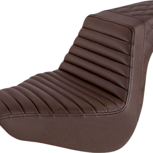 Step-Up Seat - Front Tuck-n-Roll/Rear Lattice Stitch - Brown - FL/FX '18-'23