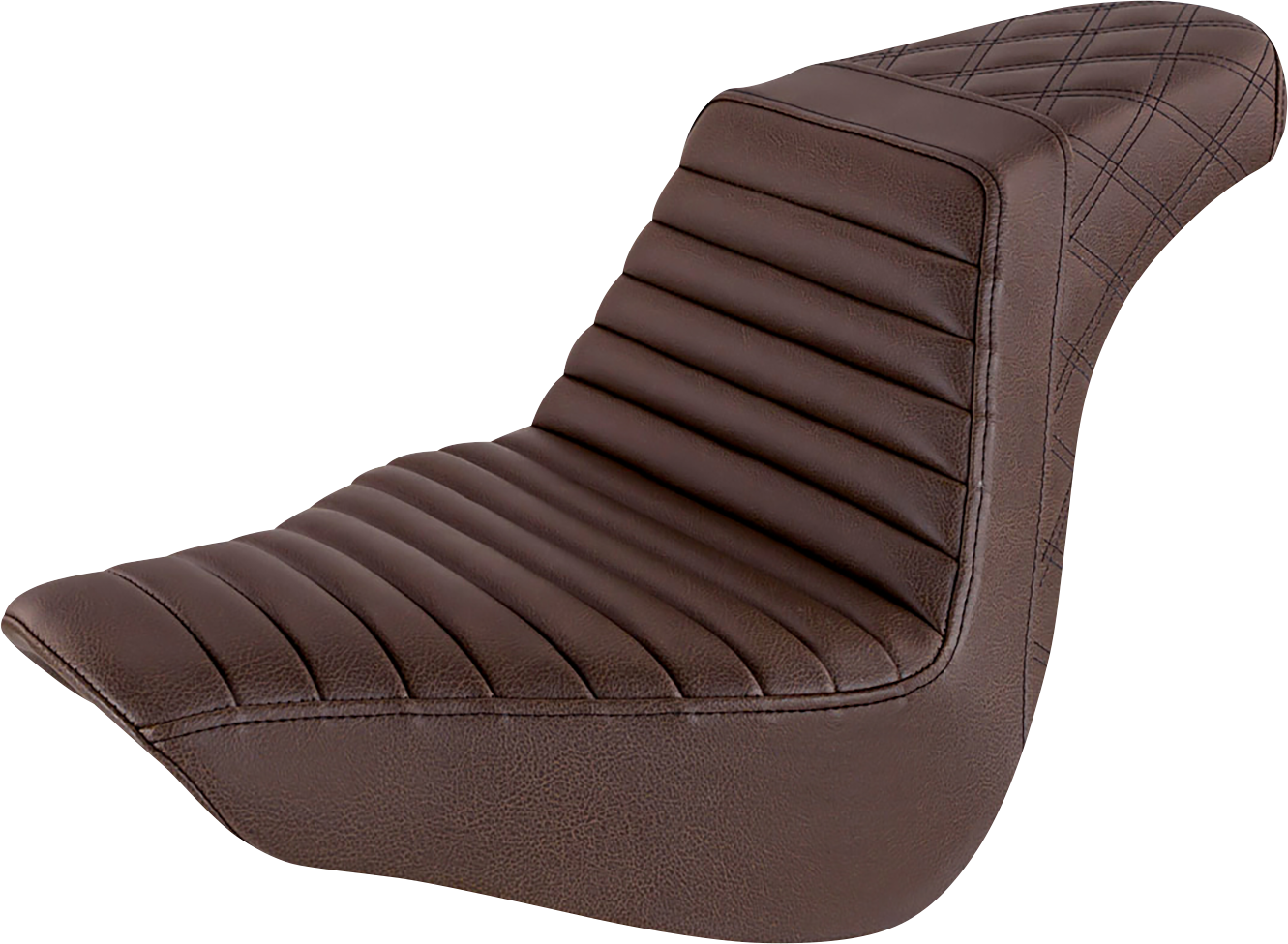 Step-Up Seat - Front Tuck-n-Roll/Rear Lattice Stitch - Brown - FL/FX '18-'23