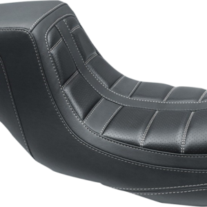 Squareback One-Piece Seat - Tuck and Roll - Black w/ Gun Metal Stitching