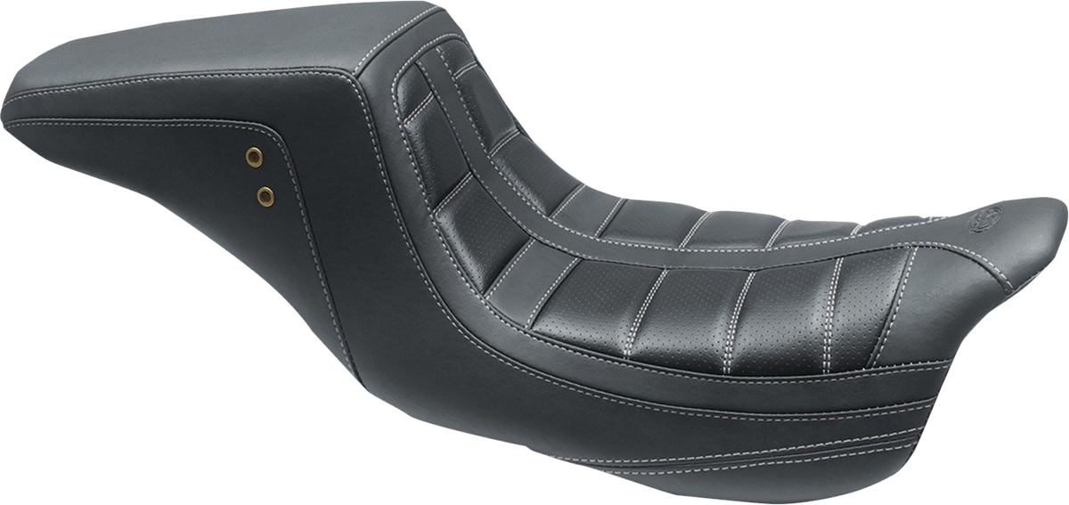 Squareback One-Piece Seat - Tuck and Roll - Black w/ Gun Metal Stitching
