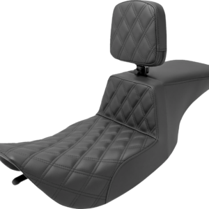 Tour Step-Up Seat - Rider Backrest - Front Lattice Stitch - FLHR/FLHX '97-'07