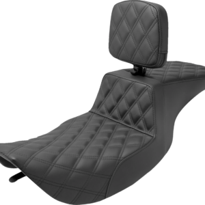 Tour Step-Up Seat - Rider Backrest - Full Lattice Stitch - FLHR/FLHX '97-'07