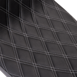 Predator 2-Up Seat - Vinyl - Double Diamond Silver Stitch - w/o Backrest - FLH '08-'23