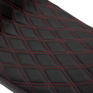 Predator 2-Up Seat - Vinyl - Double Diamond Red Stitch - w/o Backrest - FLH '08-'23