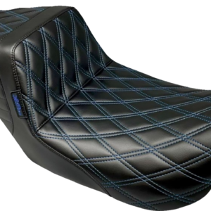 Tailwhip Seat - Double Diamond w/ Blue Thread - Black - FLH/FLT '08-'24