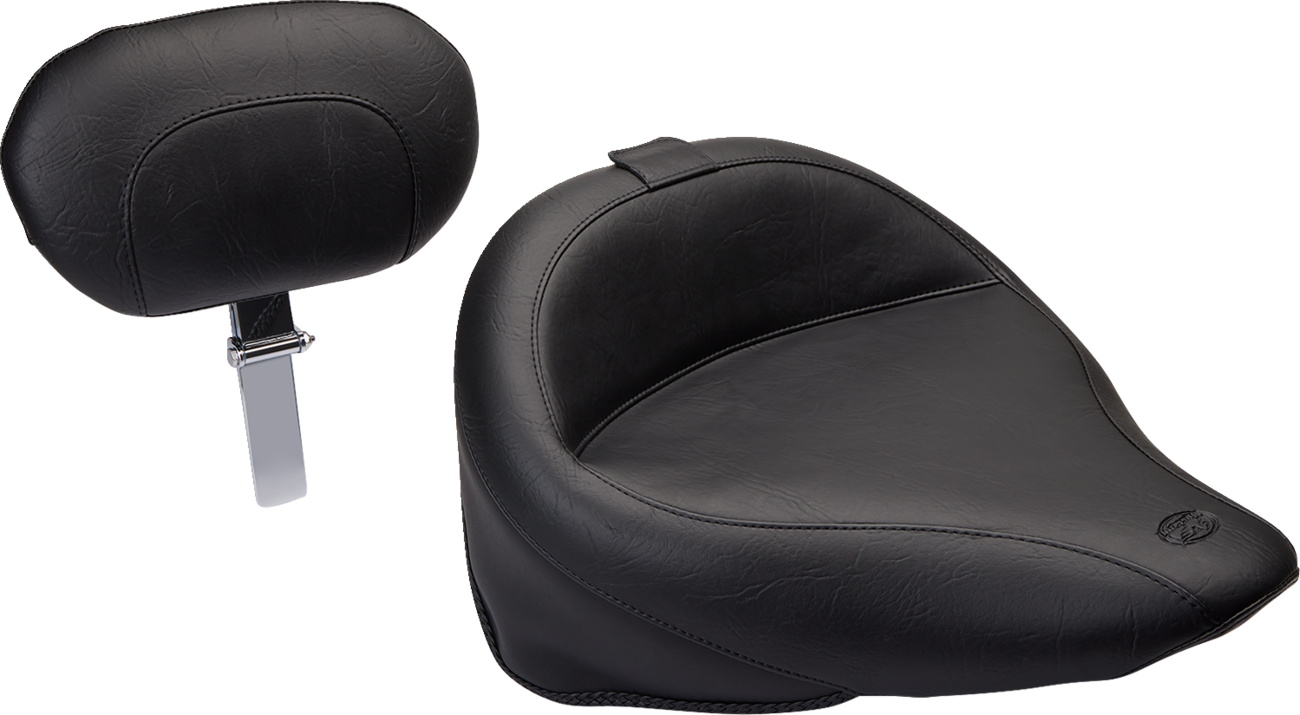 Wide Solo Seat - With Backrest - Vintage - Black - Smooth - FLST '00-'05 - Image 4