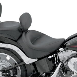 Wide Solo Seat - With Backrest - Vintage - Black - Smooth - Softail '06-'17