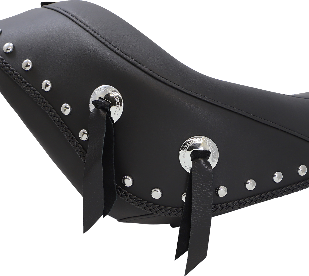 Wide Solo Seat - With Backrest - Black - Studded W/Concho - Softail '06-'10