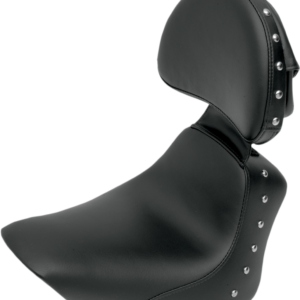 Heels Down Solo Seat - With Backrest - Studded - Black - FLSTC