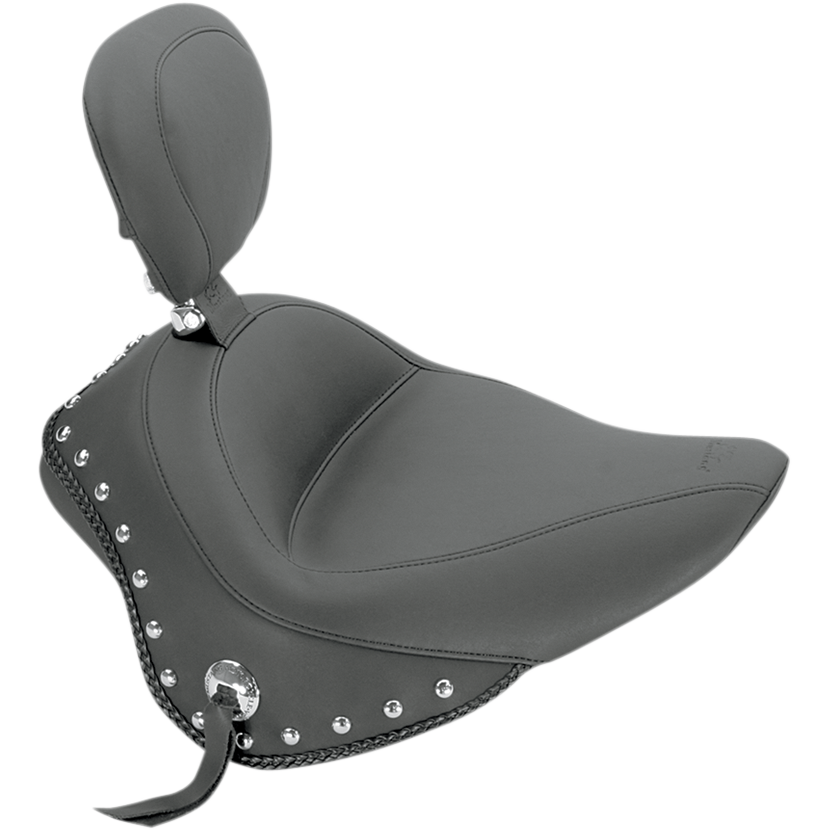 Wide Solo Seat - With Backrest - Black - Studded W/Concho