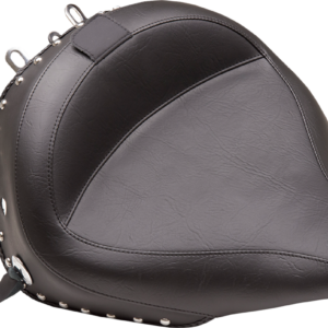 Wide Solo Seat - With Backrest - Black - Studded W/Concho