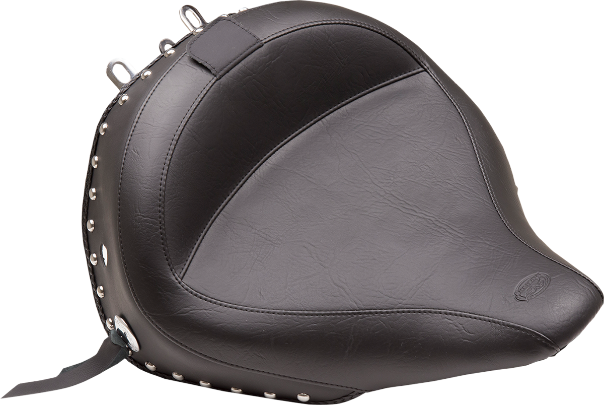 Wide Solo Seat - With Backrest - Black - Studded W/Concho