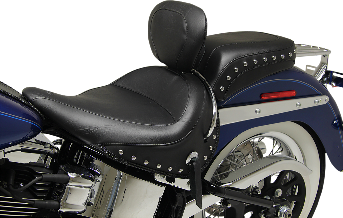 Wide Solo Seat - With Backrest - Black - Studded W/Concho - Image 2